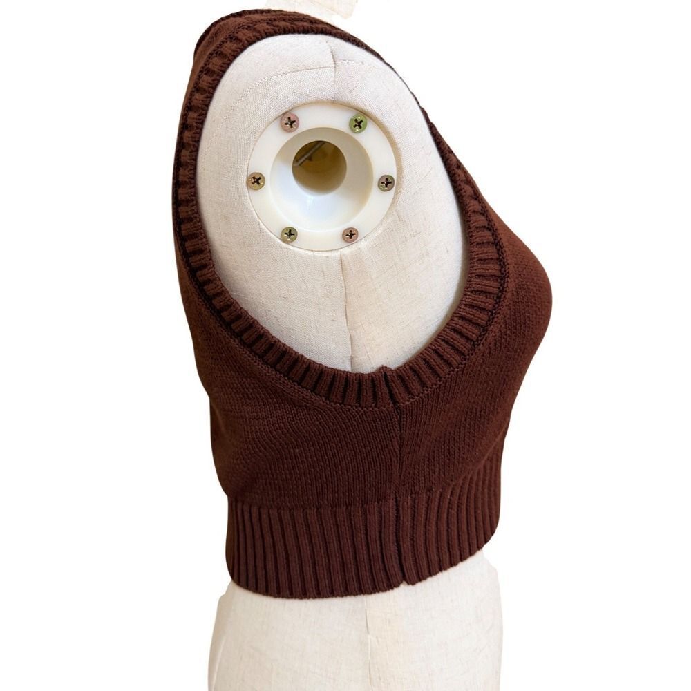 Reformation Women's Knit Cropped Top Brown Scoop Neck Organic Cotton Size Small - Picture 3 of 6